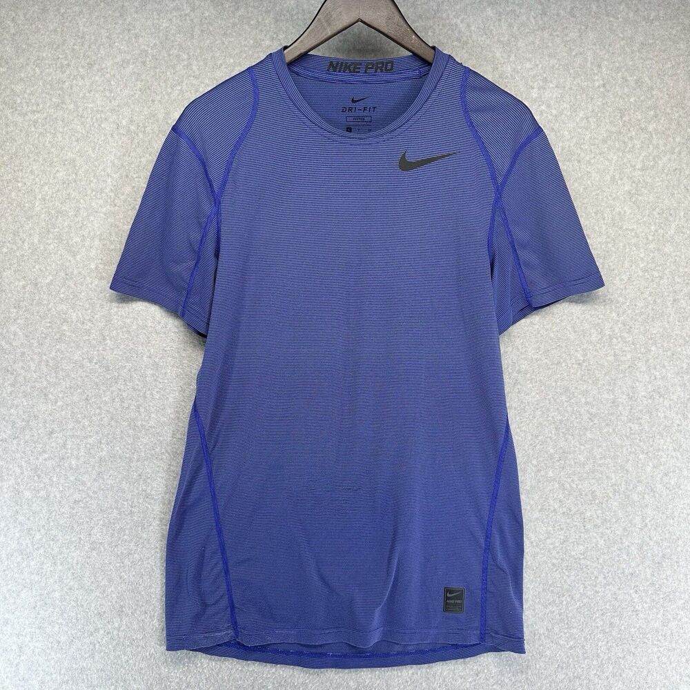 Nike Pro Mens Shirt Dri-Fit Fitted Size Small Blue Short Sleeve Tee Breathable